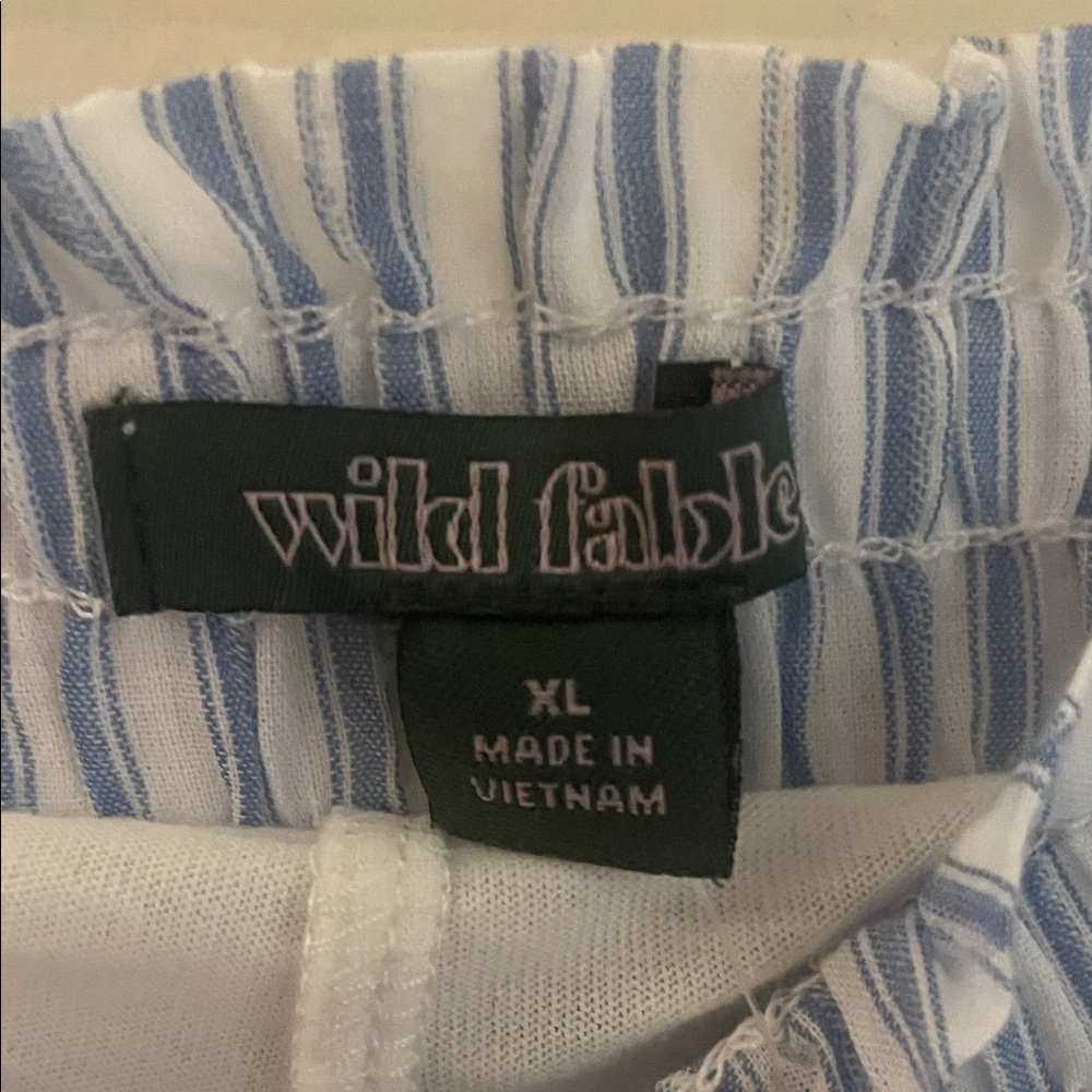 Wild Fable Blue & White Striped Lace Tiered Mini Skirt NWT XL Cottagecore - Picture 7 of 7